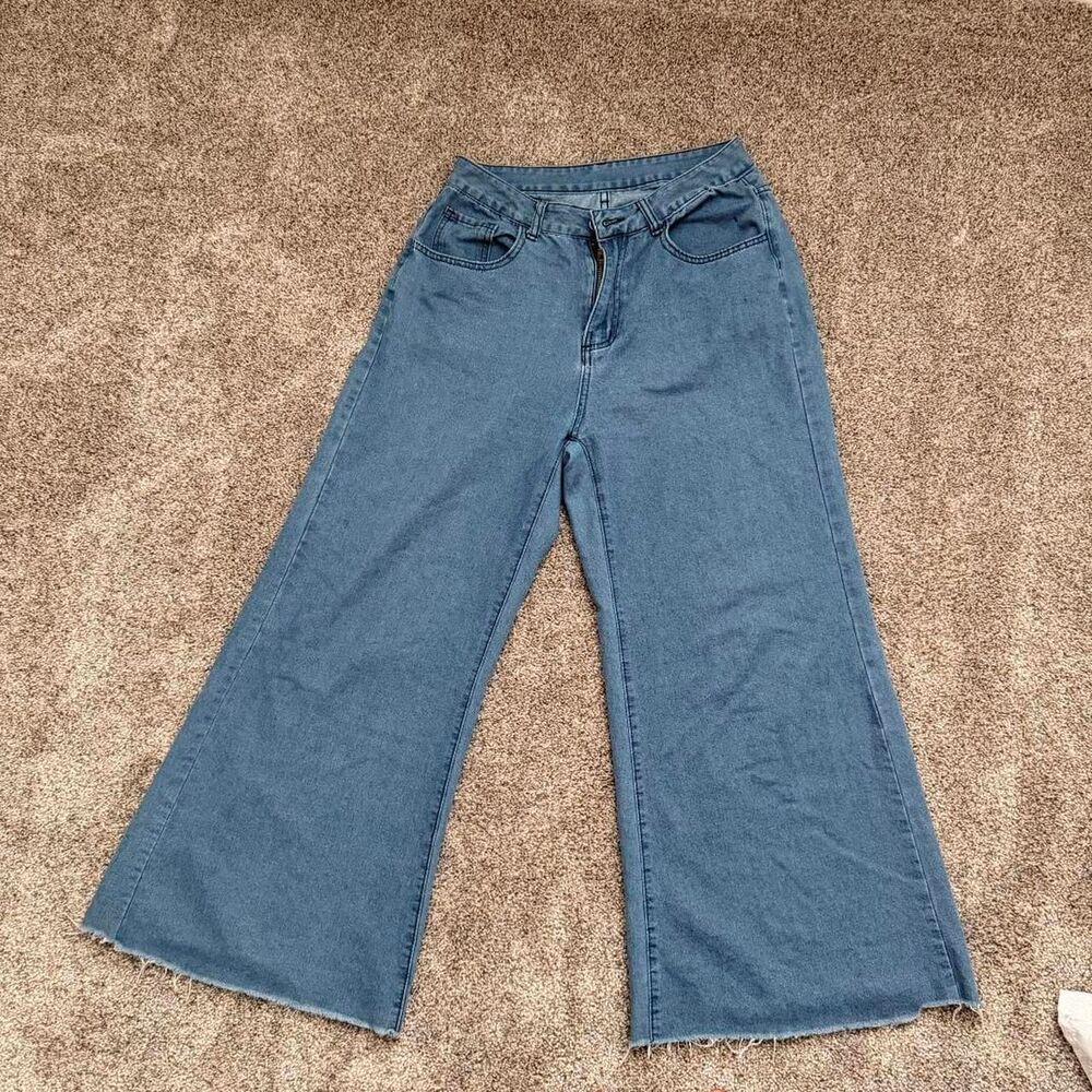 Wide Leg Raw Hem Jeans | Size 30| Boho Festival - Picture 3 of 8